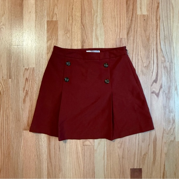 Forever 21 Red Mini Skirt with Button Accents - Picture 1 of 3